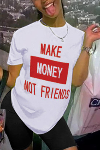 Red Fashion Casual Letter Print T-shirt