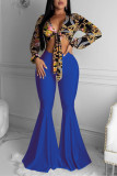Blue Sexy Fashion Casual Lotus Leaf Trousers