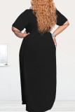 Black Fashion Sexy Plus Size Short Sleeve Dress