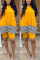 Yellow Fashion Striped Patchwork Sleeveless Top Pants Set
