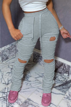 Grey Fashion Casual Slim Track Pants