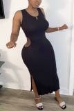 Black Fashion Sexy Sleeveless Long Dress