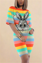 LakeGreen Fashion Striped Printed Rabbit Sequins Set