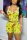 Yellow Fashion Print Sleeveless Tops Shorts Slim Set