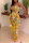 Yellow Sexy Fashion Printed Sling Swimsuit Two-piece Set