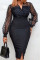 Black Fashion Perspective Long Sleeve Dress