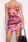 Colour Fashion Sexy Print Solid Hollowed Out Backless Strapless Sleeveless Dress