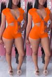 Orange Sexy Fashion Short Sleeve Shorts Two-piece Set