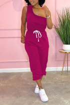 Rose Red Fashion Casual Single Shoulder Sports Set