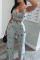 White Fashion adult Ma'am OL Print Two Piece Suits Straight Sleeveless Two Pieces