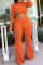 Croci Chic Long Sleeves Loose Orange Two-piece Pants Set