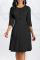 Black Fashion Casual Solid Basic O Neck A Line Dresses