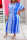 Blue Fashion Casual Print Slit O Neck Short Sleeve Dress Dresses