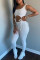 White Sexy Casual Solid Hollowed Out Strap Design U Neck Skinny Jumpsuits