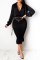 Red Casual Solid Patchwork Turndown Collar Dresses