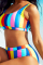 Stripe Fashion Vacation Striped Patchwork Swimwears