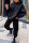 Black Casual Solid Patchwork Hooded Collar Long Sleeve Two Pieces
