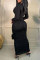 Orange Sexy Casual Solid Hollowed Out Fold O Neck Long Sleeve Dresses