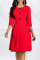 Red Fashion Casual Solid Basic O Neck A Line Dresses