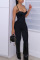 Apricot Sexy Solid Split Joint Spaghetti Strap Skinny Jumpsuits
