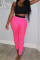 Pink Fashion Casual Solid Hollowed Out Skinny High Waist Pencil Trousers
