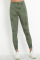 Army Green Casual Sportswear Print Split Joint