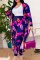 White Fashion Casual Street Vacation Print Printing cardigan Plus Size Two Pieces