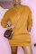 Yellow Fashion Casual Solid Basic O Neck Long Sleeve Dresses
