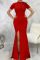 Red Sexy Solid Split Joint Slit With Bow Half A Turtleneck Straight Dresses