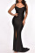 Black Sexy Elegant Solid Split Joint Spaghetti Strap Trumpet Mermaid Dresses