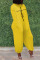 Yellow Casual Letter Print Without Belt O Neck Loose Jumpsuits