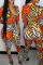 Tangerine Sexy Print Split Joint Zipper Collar Regular Jumpsuits