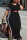 Black Fashion Casual Plus Size Solid Patchwork Slit O Neck Short Sleeve Dress (Without Belt)