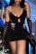 Black Fashion Sexy Solid Hollowed Out Backless V Neck Sling Dress (No Sleeves)
