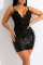 Apricot Sexy Solid Sequins Patchwork Appliques Backless Asymmetrical Spaghetti Strap One Step Skirt Dresses