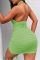 Green Fashion Sexy Solid Hollowed Out Backless Halter Sleeveless Dress
