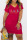 Red Fashion Casual Letter Print Basic V Neck Short Sleeve Dress