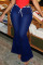 Blue Fashion Casual Solid Frenulum Plus Size Jeans