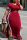 Burgundy Fashion Casual Plus Size Solid Patchwork Slit O Neck Short Sleeve Dress (Without Belt)
