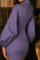 Dark Purple Casual Solid Split Joint V Neck One Step Skirt Dresses