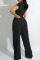 Black Fashion Casual Solid Basic O Neck Short Sleeve Two Pieces