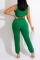 Green Sexy Solid Split Joint V Neck Sleeveless Two Pieces