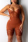 Rose Red Sexy Solid Split Joint See-through Spaghetti Strap Skinny Jumpsuits