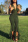 Green Sexy Casual Solid Basic V Neck Regular Jumpsuits
