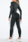 Black Casual Sportswear Print Split Joint O Neck Long Sleeve Two Pieces
