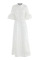 White Casual Solid Hollowed Out Split Joint Flounce O Neck Straight Plus Size Dresses