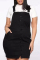 Black Fashion Casual Plus Size Solid Backless Square Collar Strap Dress