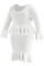 White Fashion Casual O Neck Long Sleeve Flare Sleeve Solid Plus Size Dress