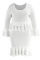 White Fashion Casual O Neck Long Sleeve Flare Sleeve Solid Plus Size Dress