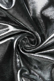 Black Fashion Casual Solid Slit V Neck Long Sleeve Plus Size Dresses